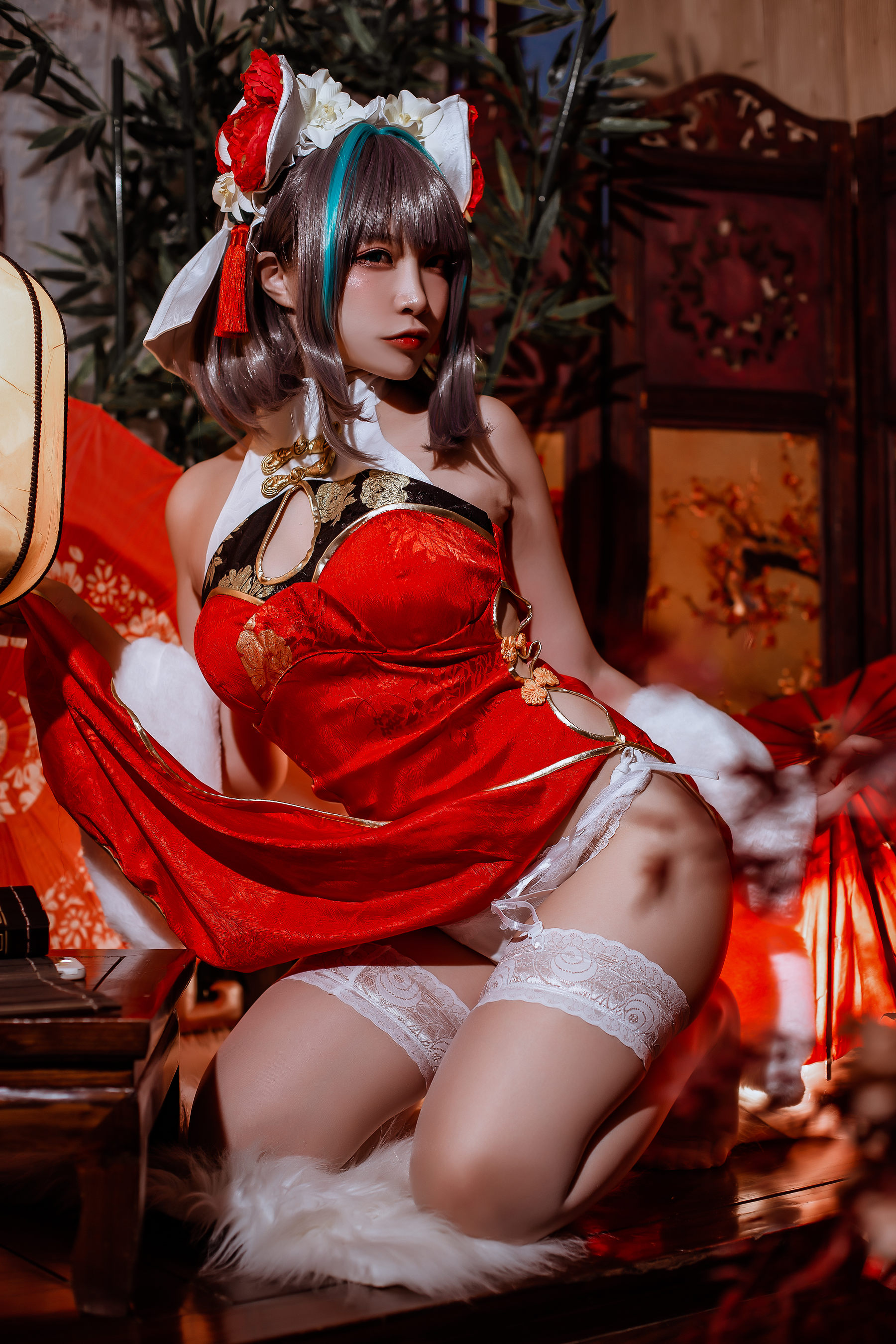 二佐Nisa – 碧蓝 柴郡旗袍 Cosplay-第21张