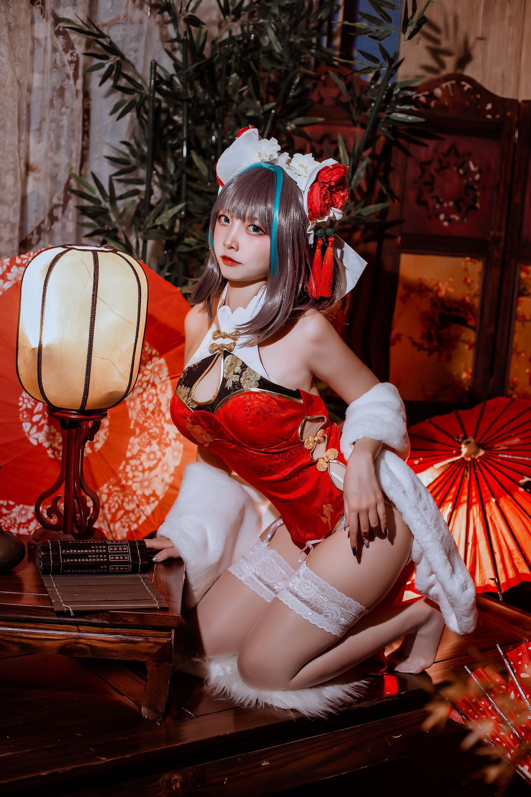 二佐Nisa – 碧蓝 柴郡旗袍 Cosplay-第16张