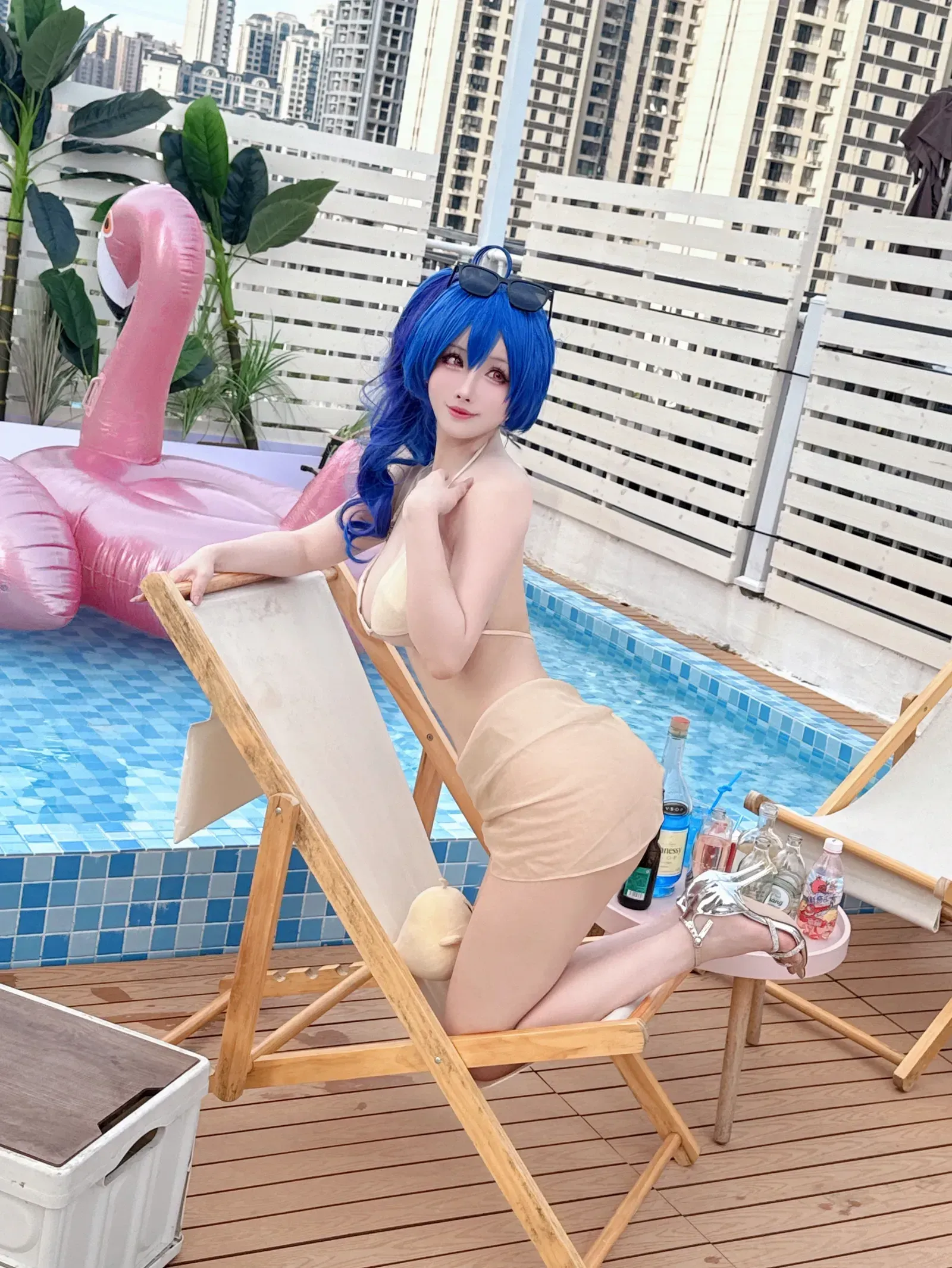 rioko凉凉子 – 圣路易斯 香槟色比基尼 Cosplay-第33张