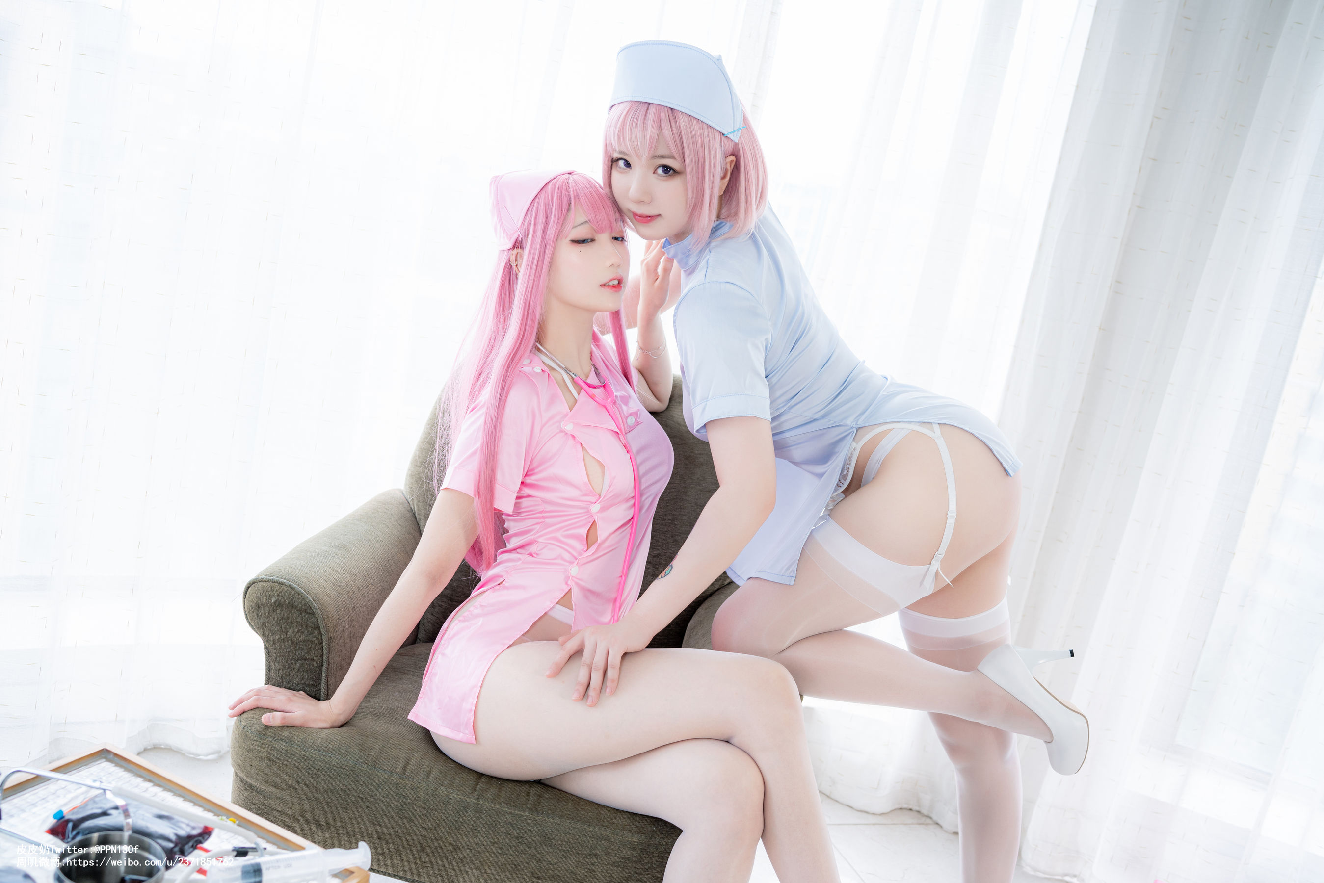 皮皮奶可可爱了啦周叽是可爱兔兔 – 粉蓝护士 Cosplay-第1张