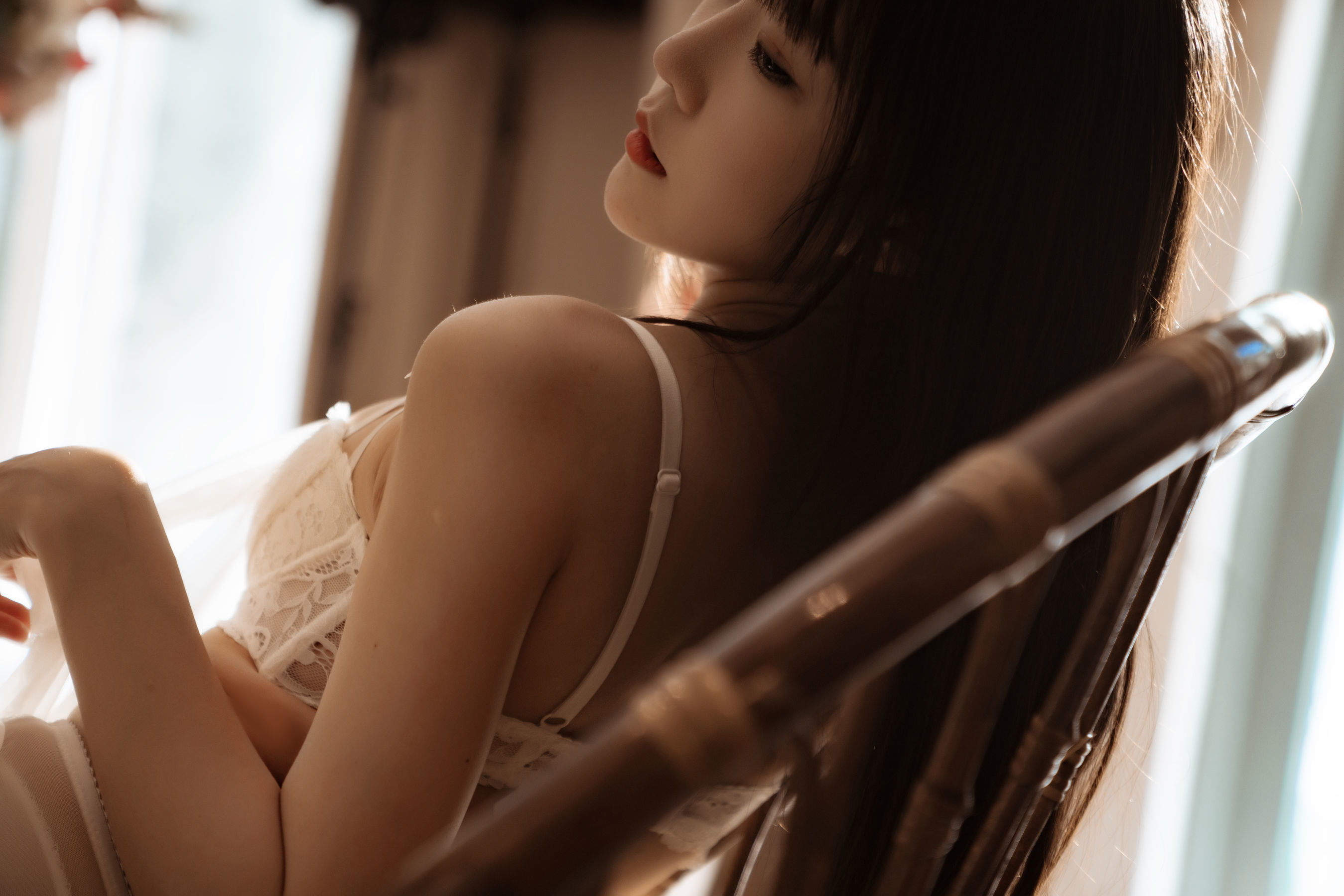 香草喵露露 – 室内白色蕾丝 Cosplay-第67张