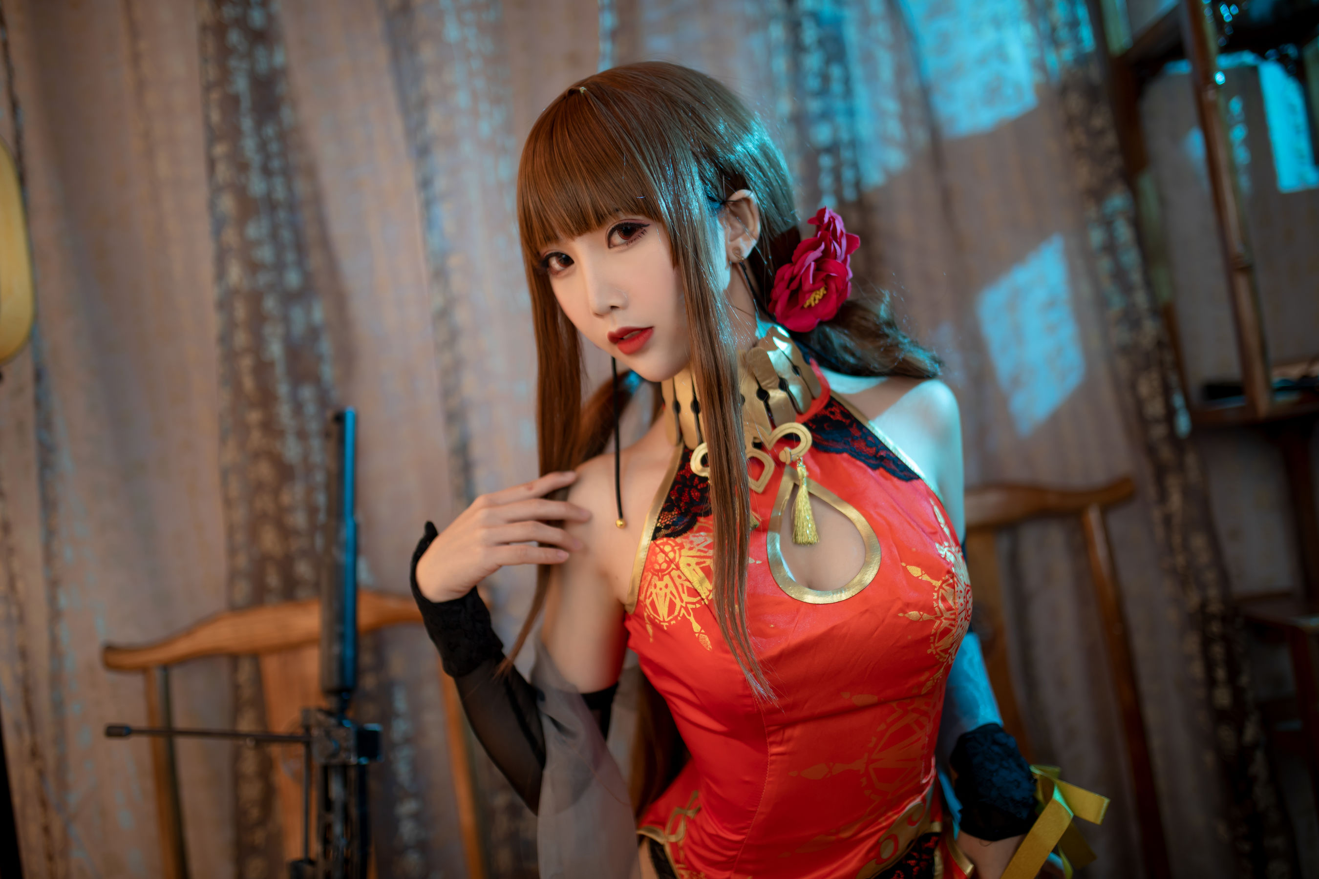 可爱人气Coser面饼仙儿 – DSR50 红牡丹 Cosplay-第22张