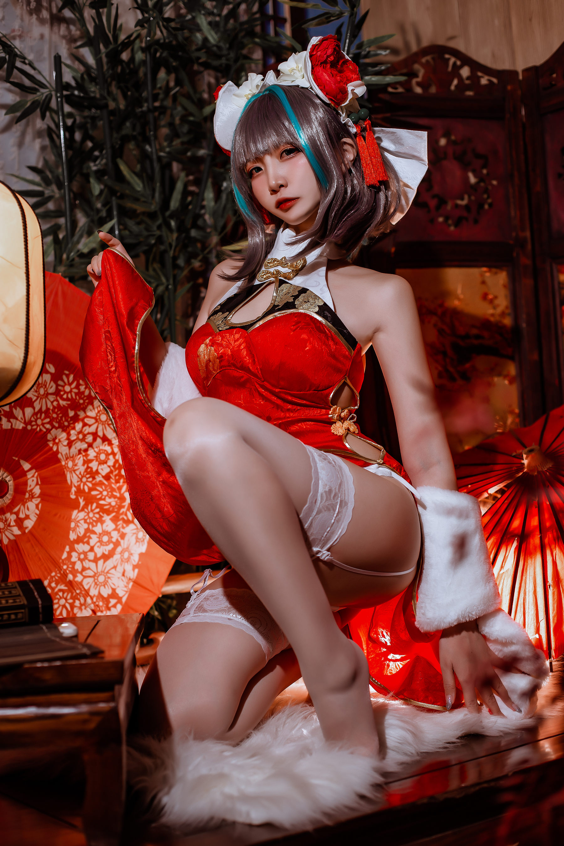 二佐Nisa – 碧蓝 柴郡旗袍 Cosplay-第20张