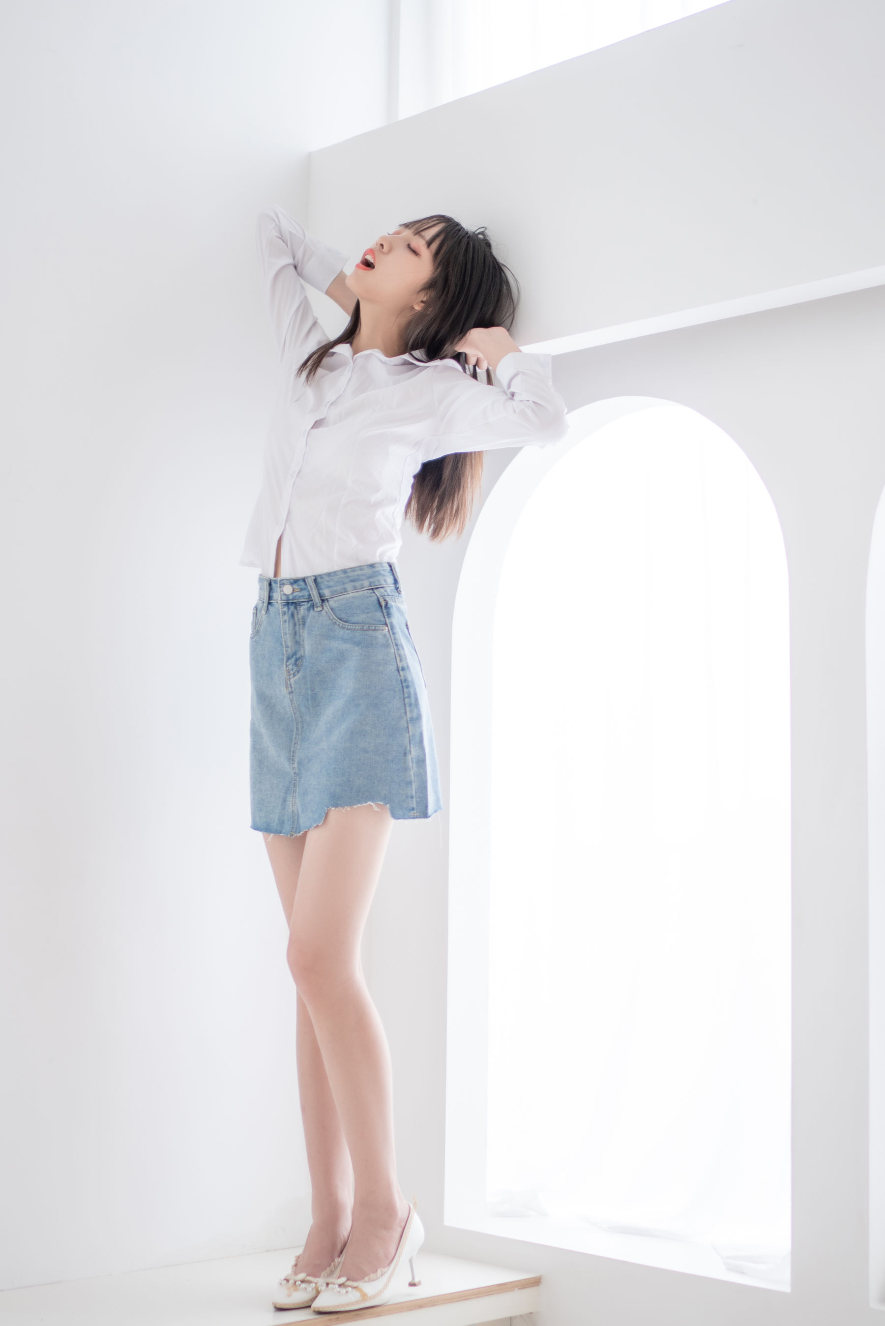 清纯妹子西瓜 – 衬衫牛仔裙 Cosplay-第4张