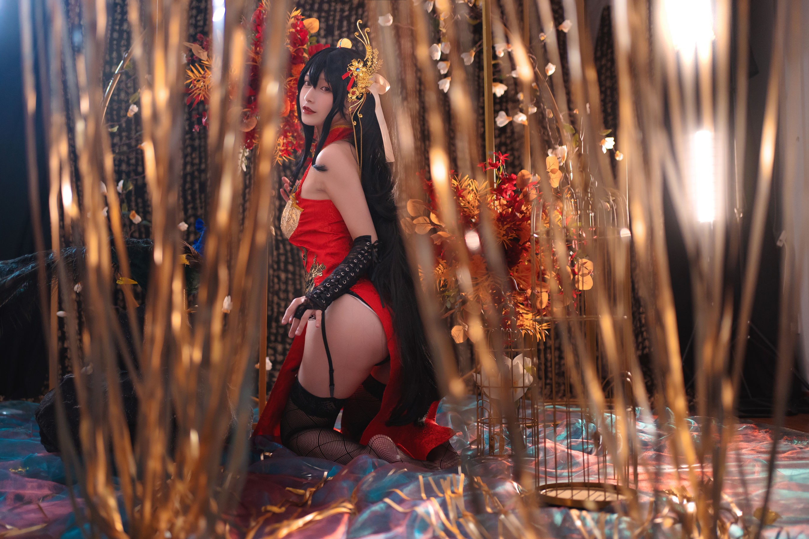 动漫博主铁板烧鬼舞w – 大凤旗袍 Cosplay-第5张