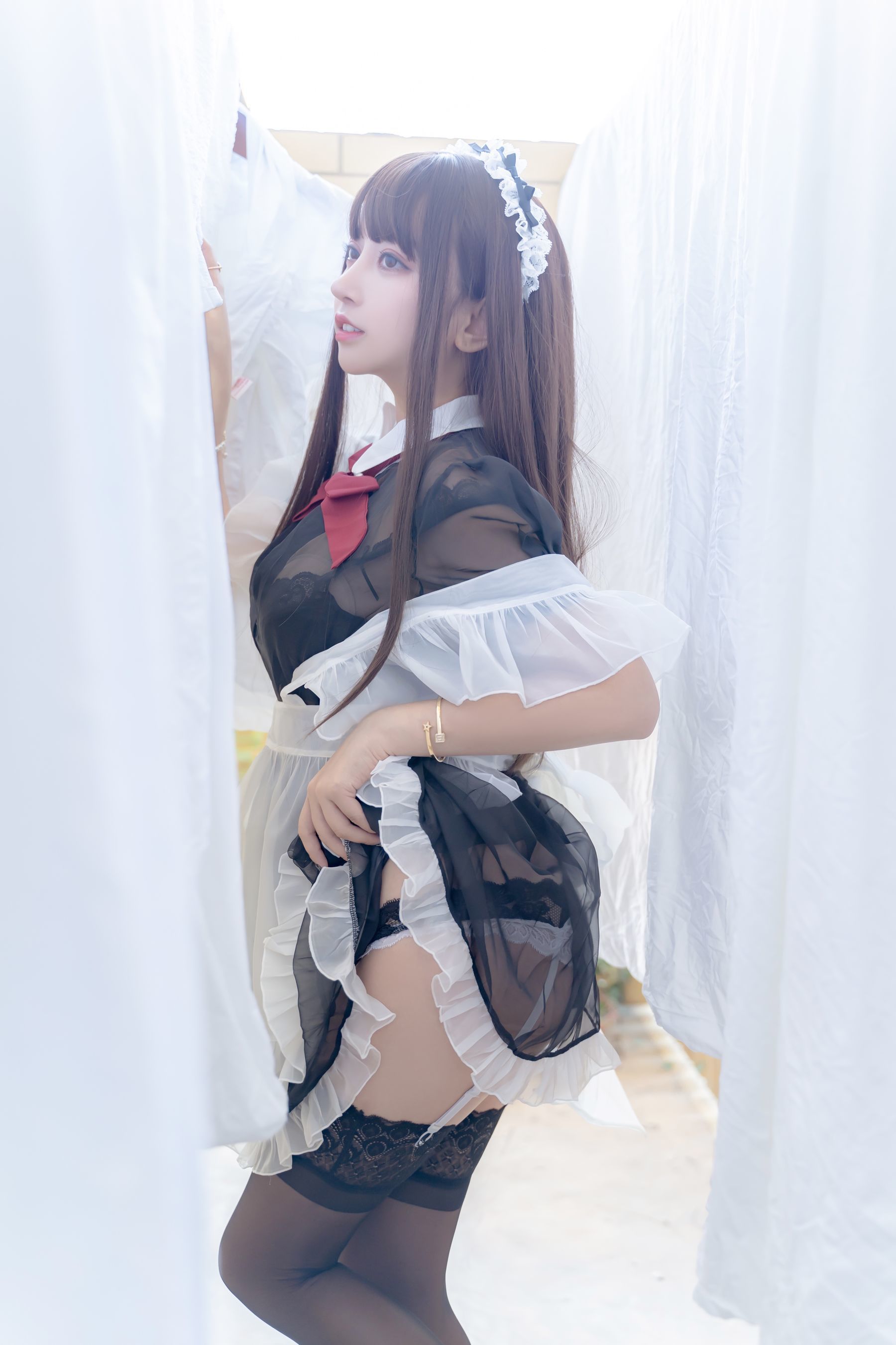 斗鱼米线线sama写真 透明女仆 Cosplay-第19张