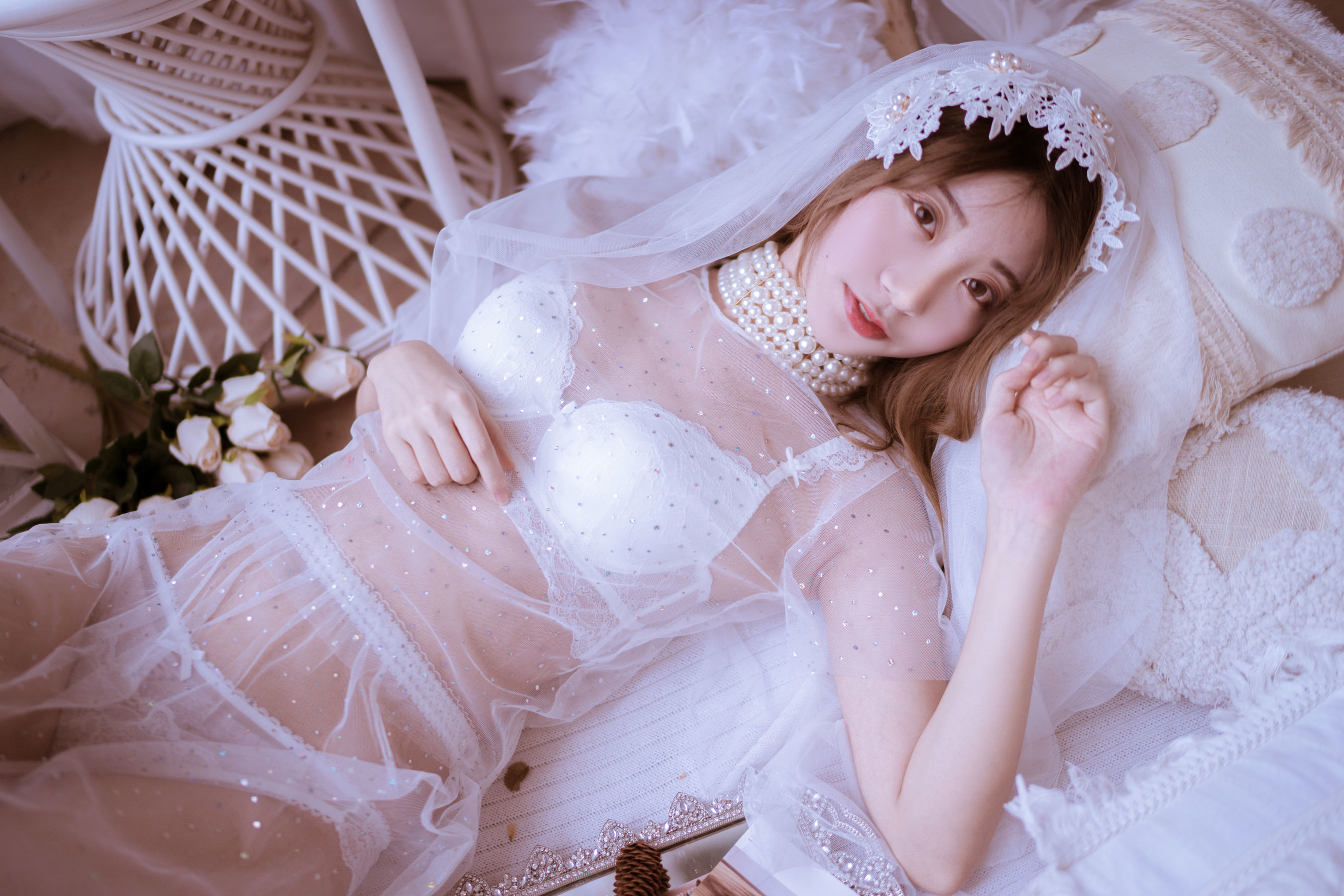 [萝莉COS] 黑川 – 年上彼女 婚纱+毛衣 Cosplay-第22张