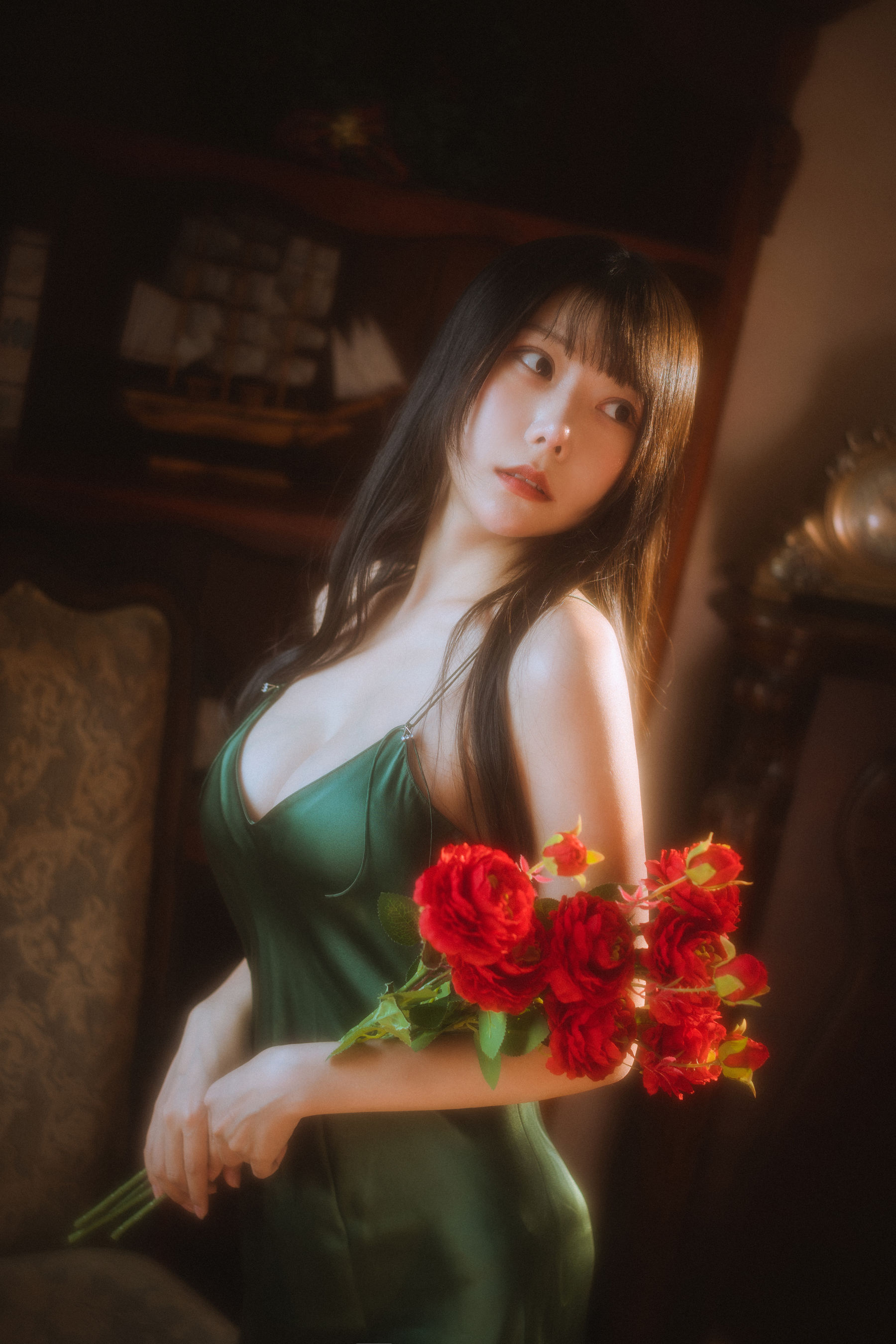 香草喵露露 – 杨枝甘露 绿色连衣裙 Cosplay-第9张