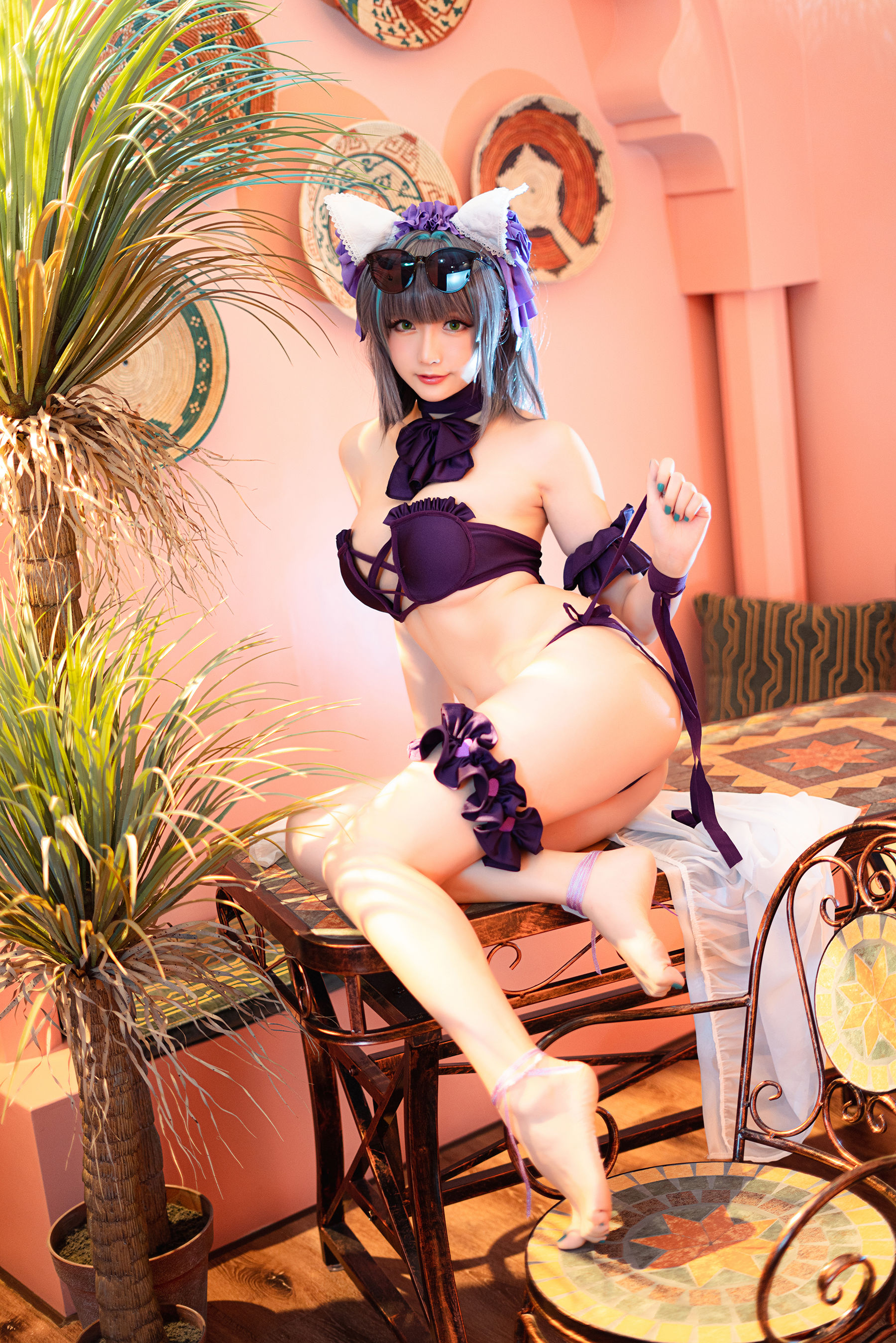 Coser小姐姐星之迟迟 – R-Maid《柴郡泳装》 Cosplay-第8张