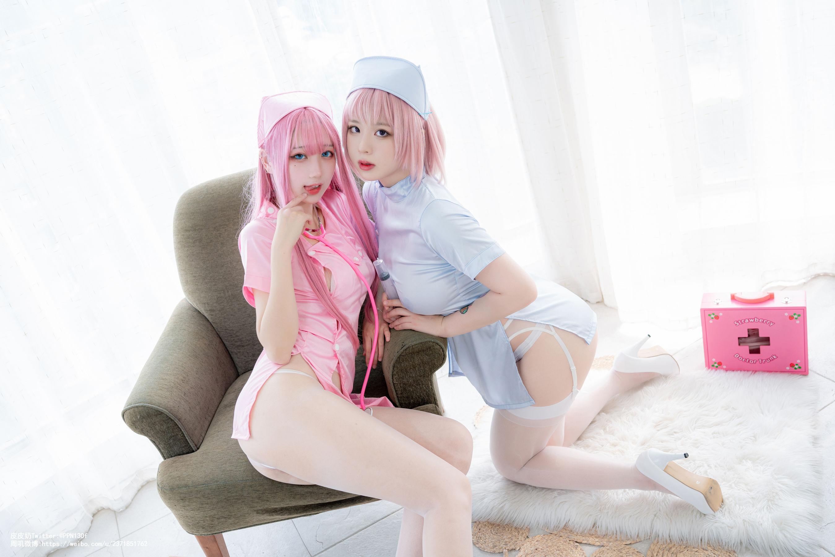 皮皮奶可可爱了啦周叽是可爱兔兔 – 粉蓝护士 Cosplay-第49张