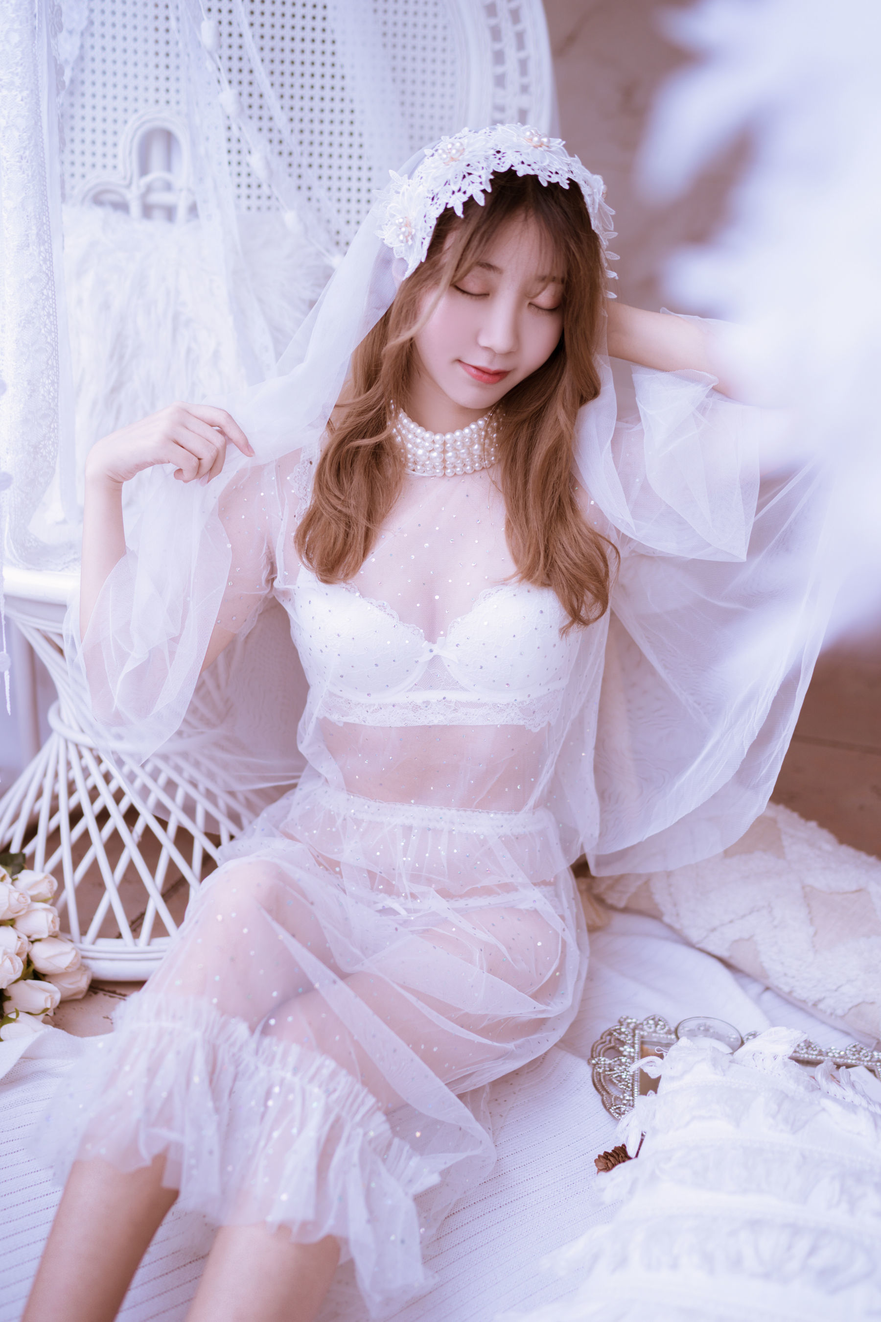 [萝莉COS] 黑川 – 年上彼女 婚纱+毛衣 Cosplay-第8张