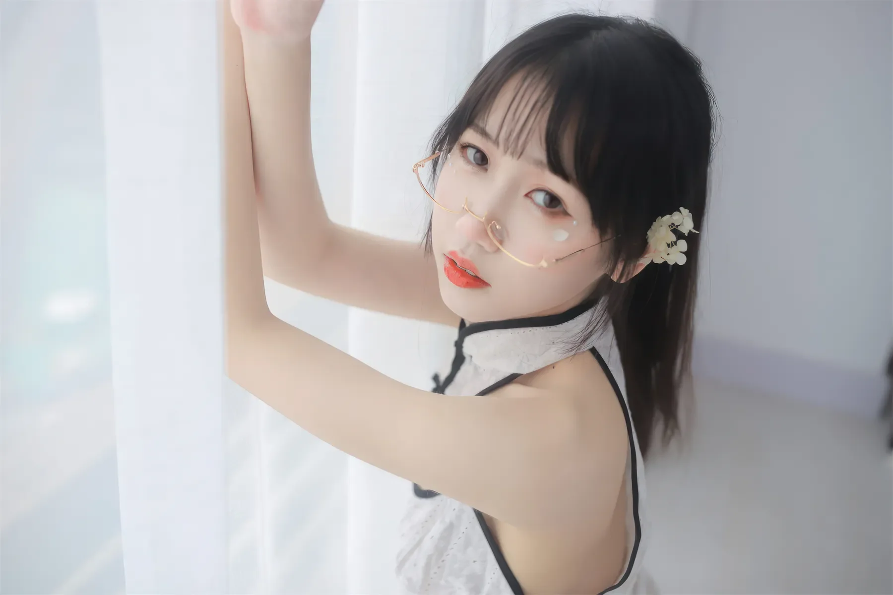 不呆猫 – 人妻白旗袍 Cosplay-第11张