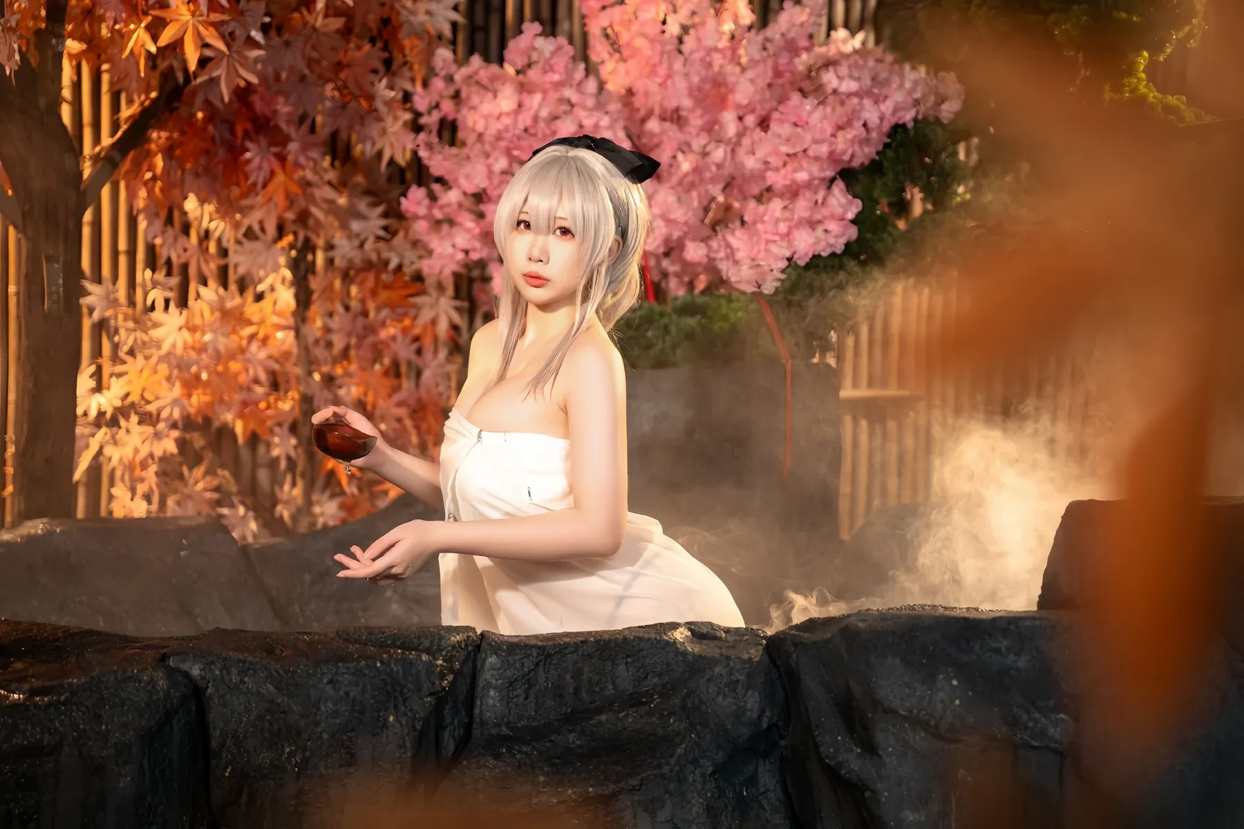 九言小瑶幺幺喜茶苍苍子 – 碧蓝 温泉之旅 Cosplay-第2张