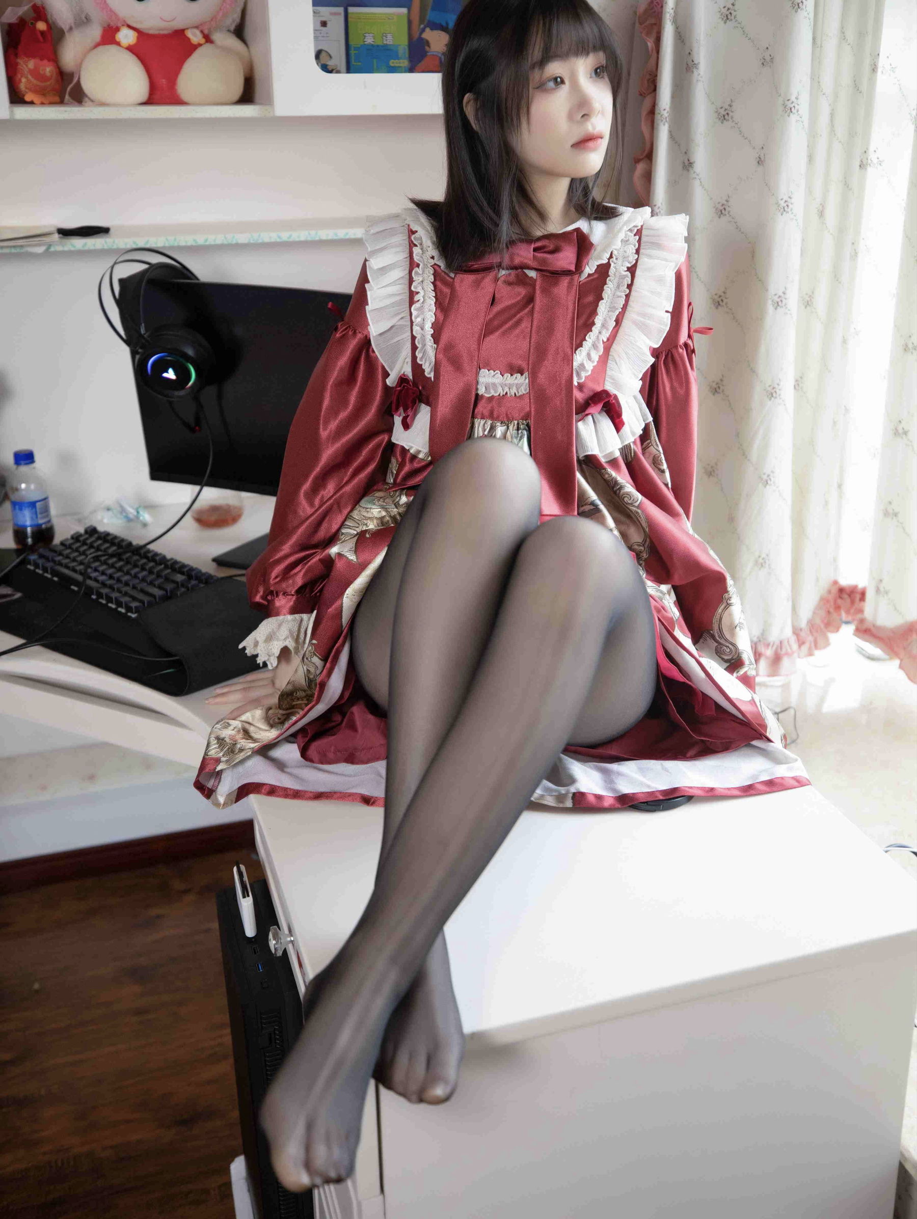 幻琪琪 – 红色Lolita 黑丝 Cosplay-第29张