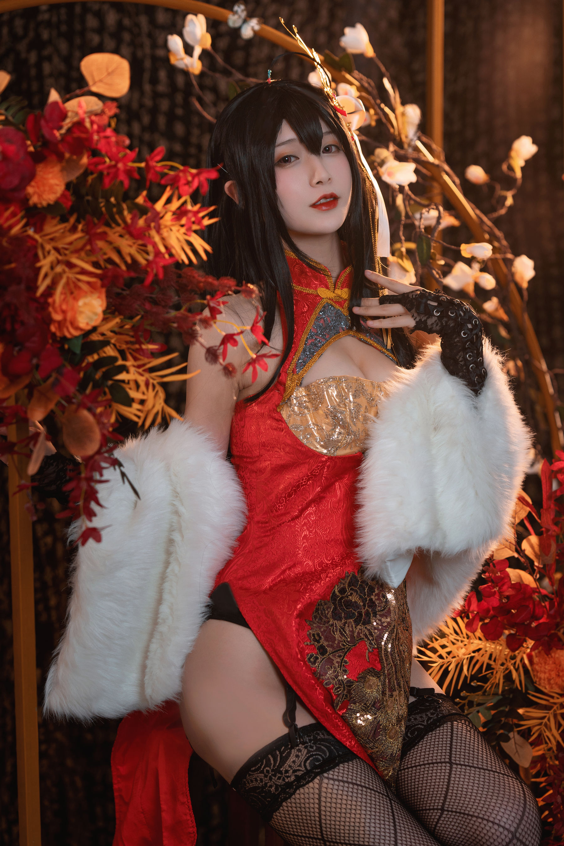 动漫博主铁板烧鬼舞w – 大凤旗袍 Cosplay-第3张