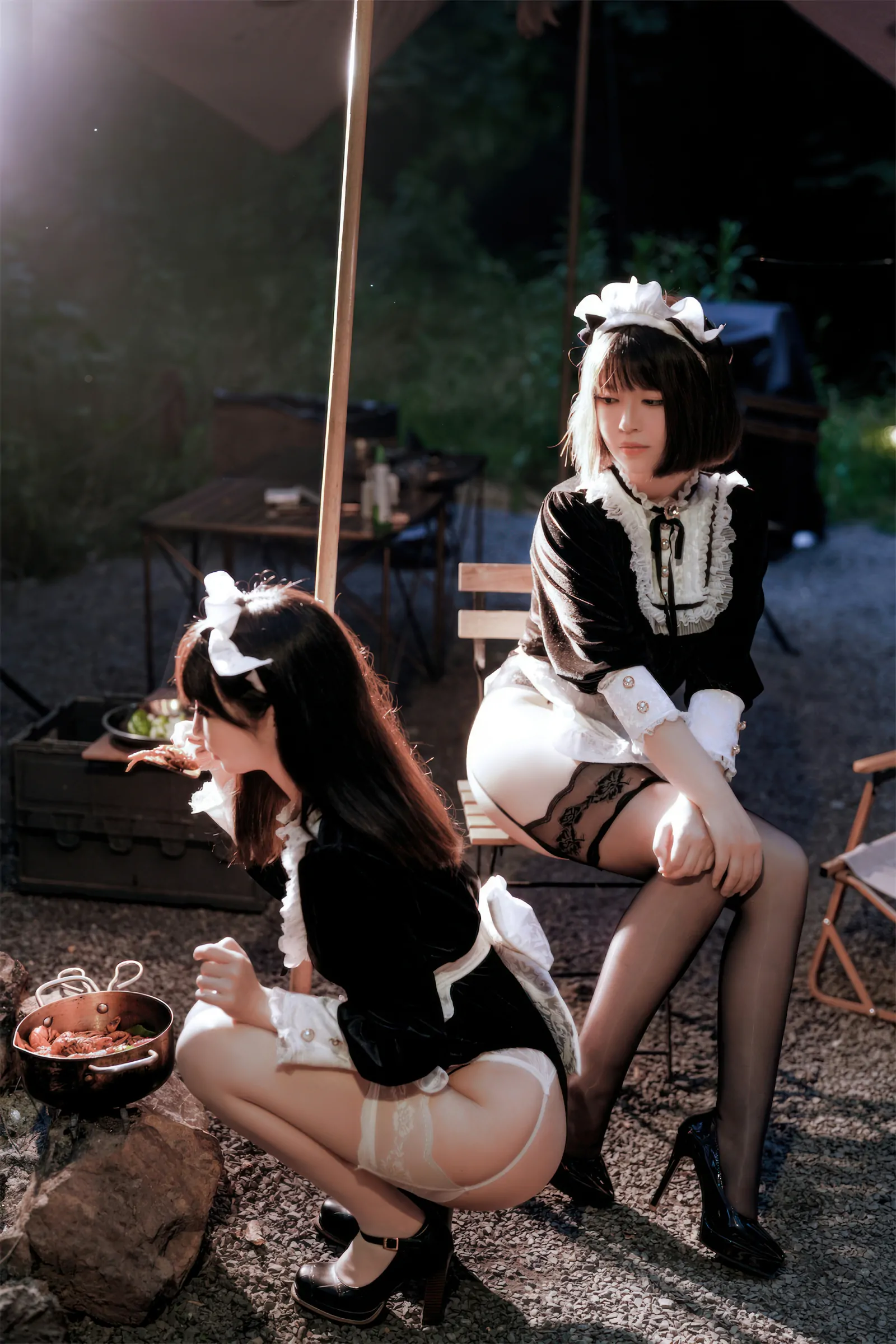 半半子面饼仙儿 – メイド姉妹 Cosplay-第36张