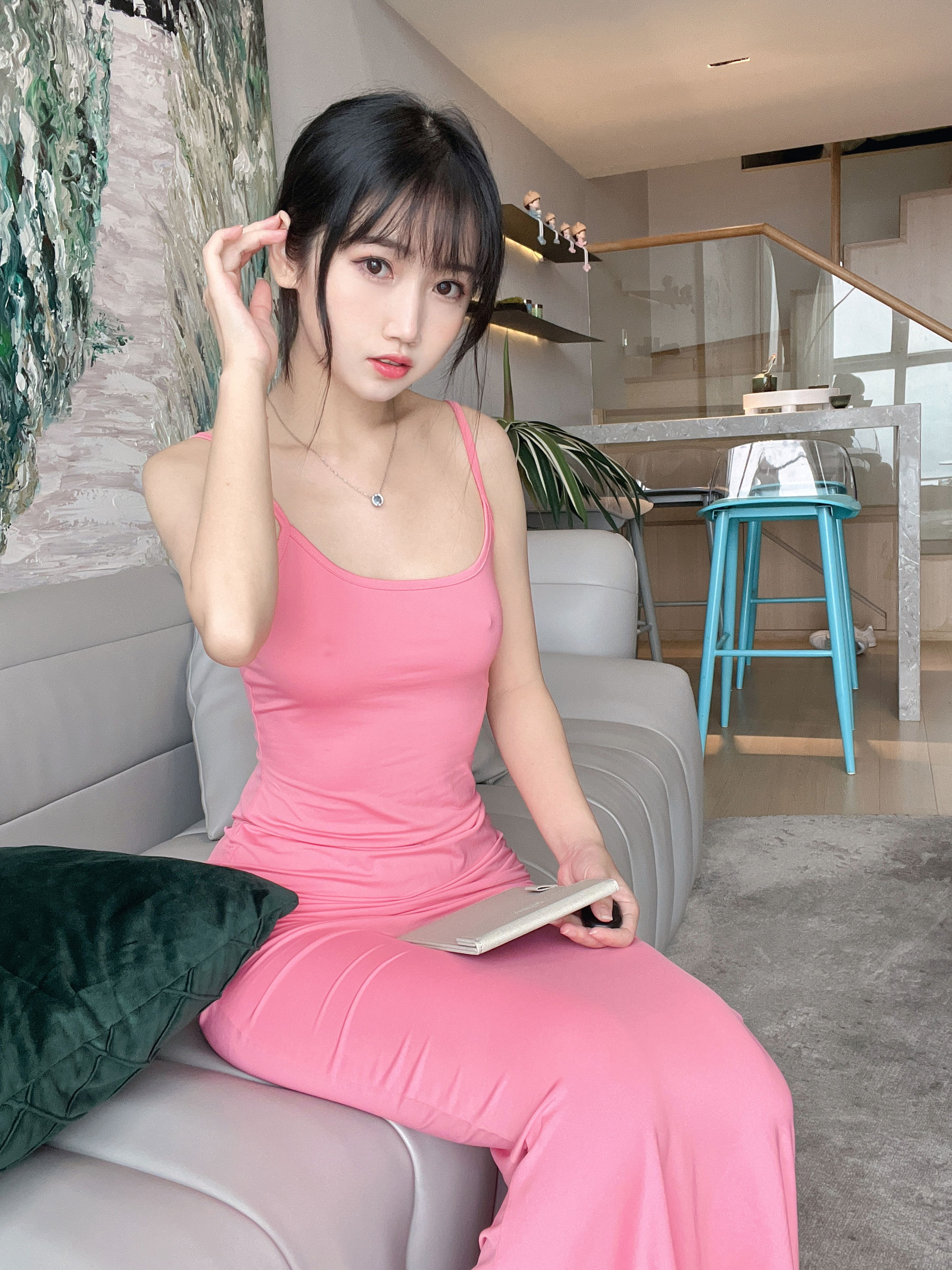 微博人气Coser不呆猫 – 浴室粉色激凸人妻 Cosplay-第28张