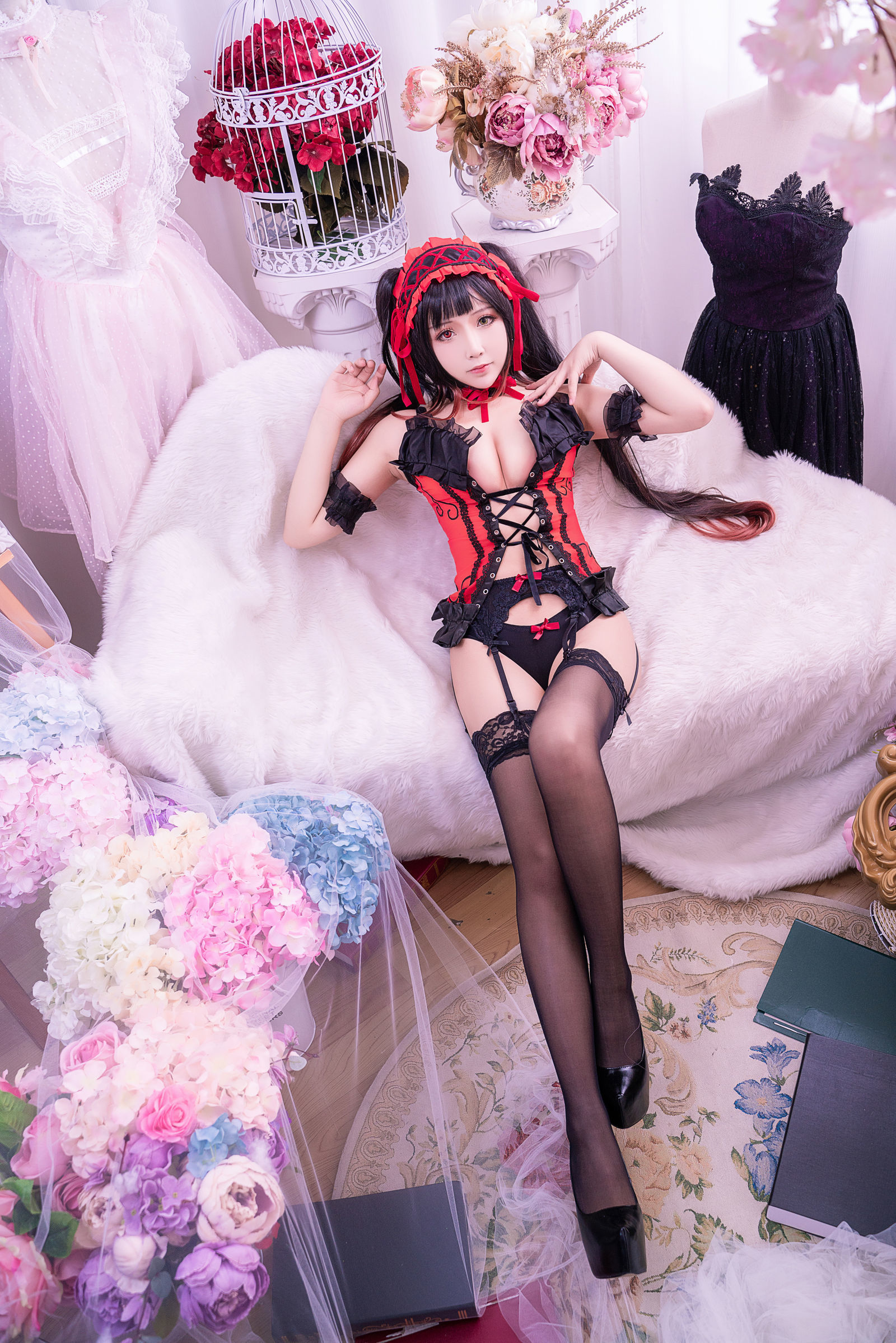 [萝莉COS] 二次元妹子抱走莫子aa – 狂三 黑色蕾丝 Cosplay-第35张