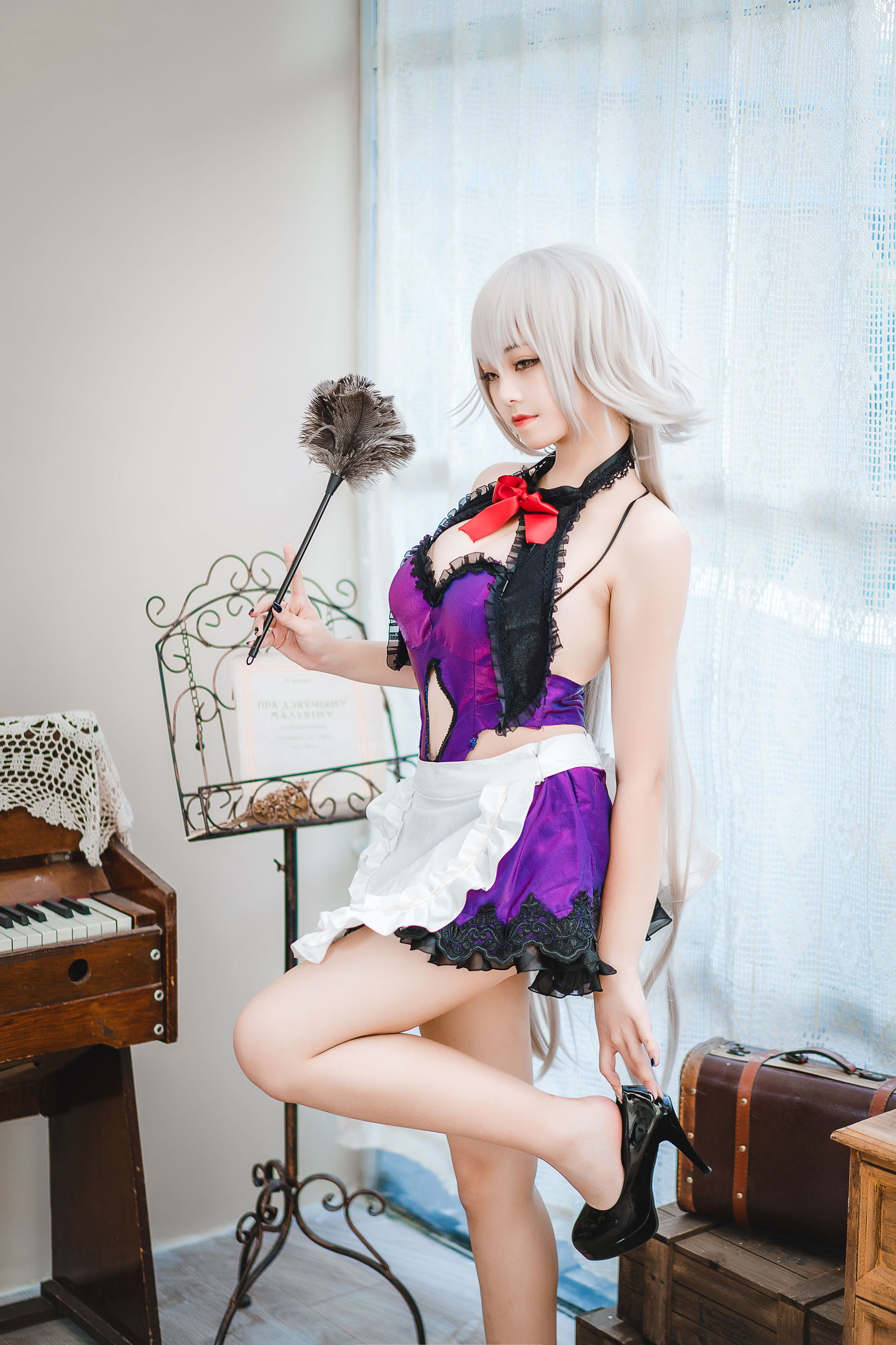 萌系小姐姐蜜汁猫裘 – 贞德女仆 Cosplay-第9张