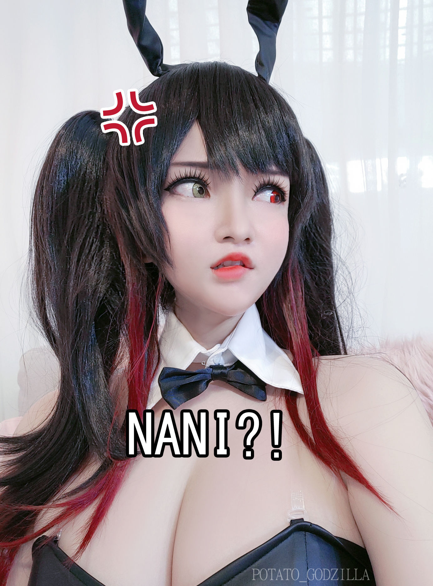Coser小姐姐Potato Godzilla – Kurumi Tokisaki Bunny Girl Cosplay-第4张