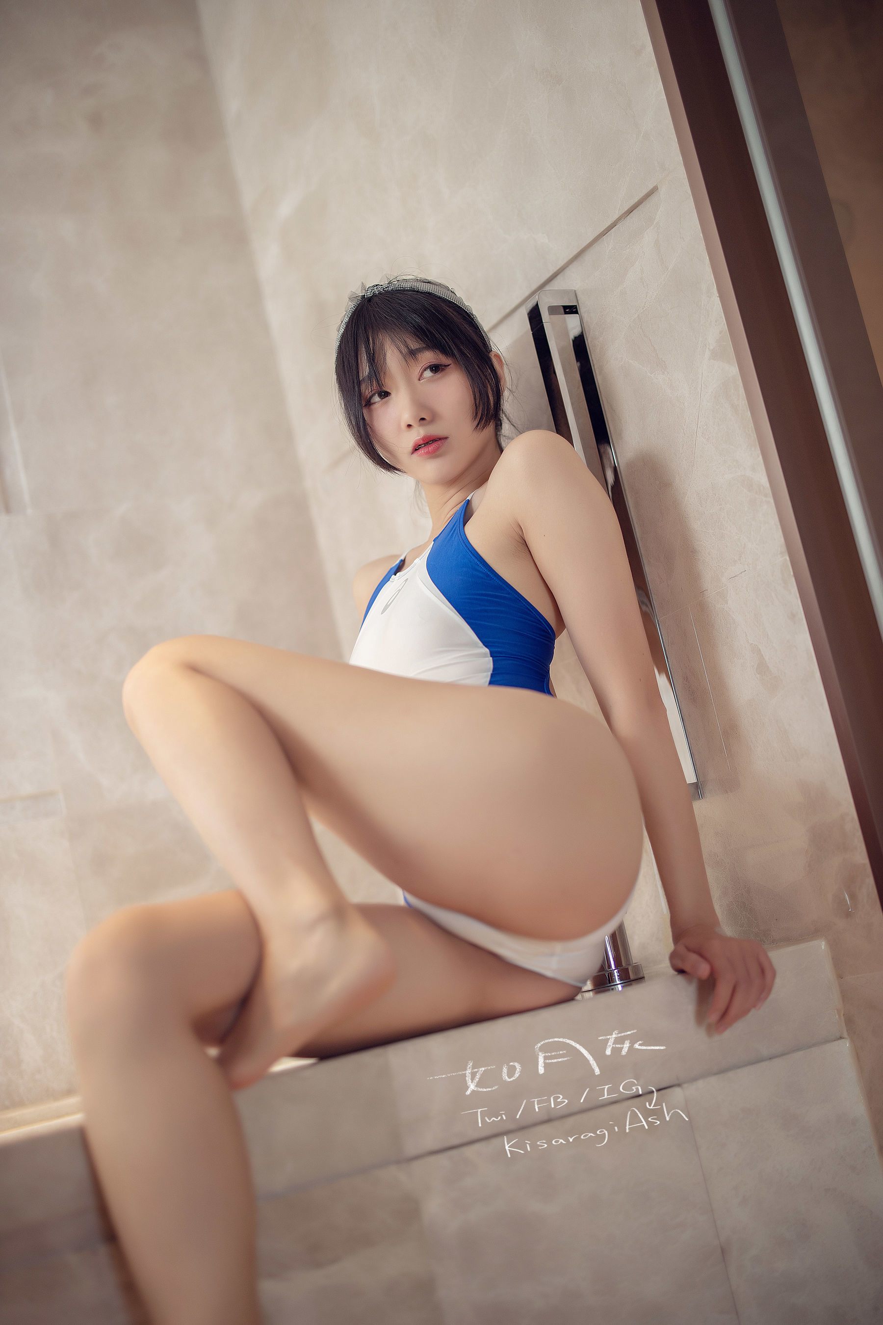 动漫博主如月灰 蓝白竞泳 Cosplay-第2张