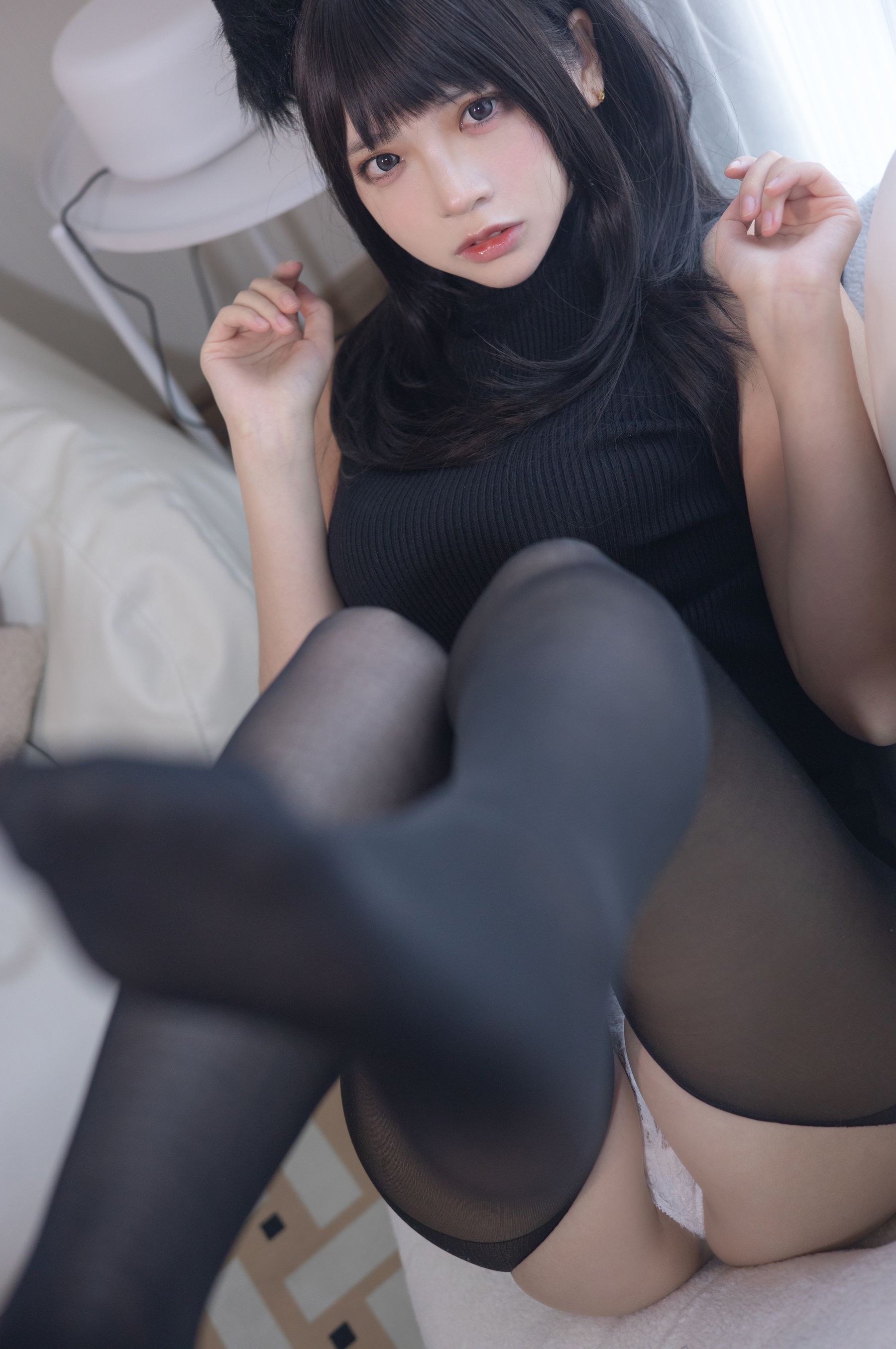 疯猫ss – 黑毛衣少女 Cosplay-第3张