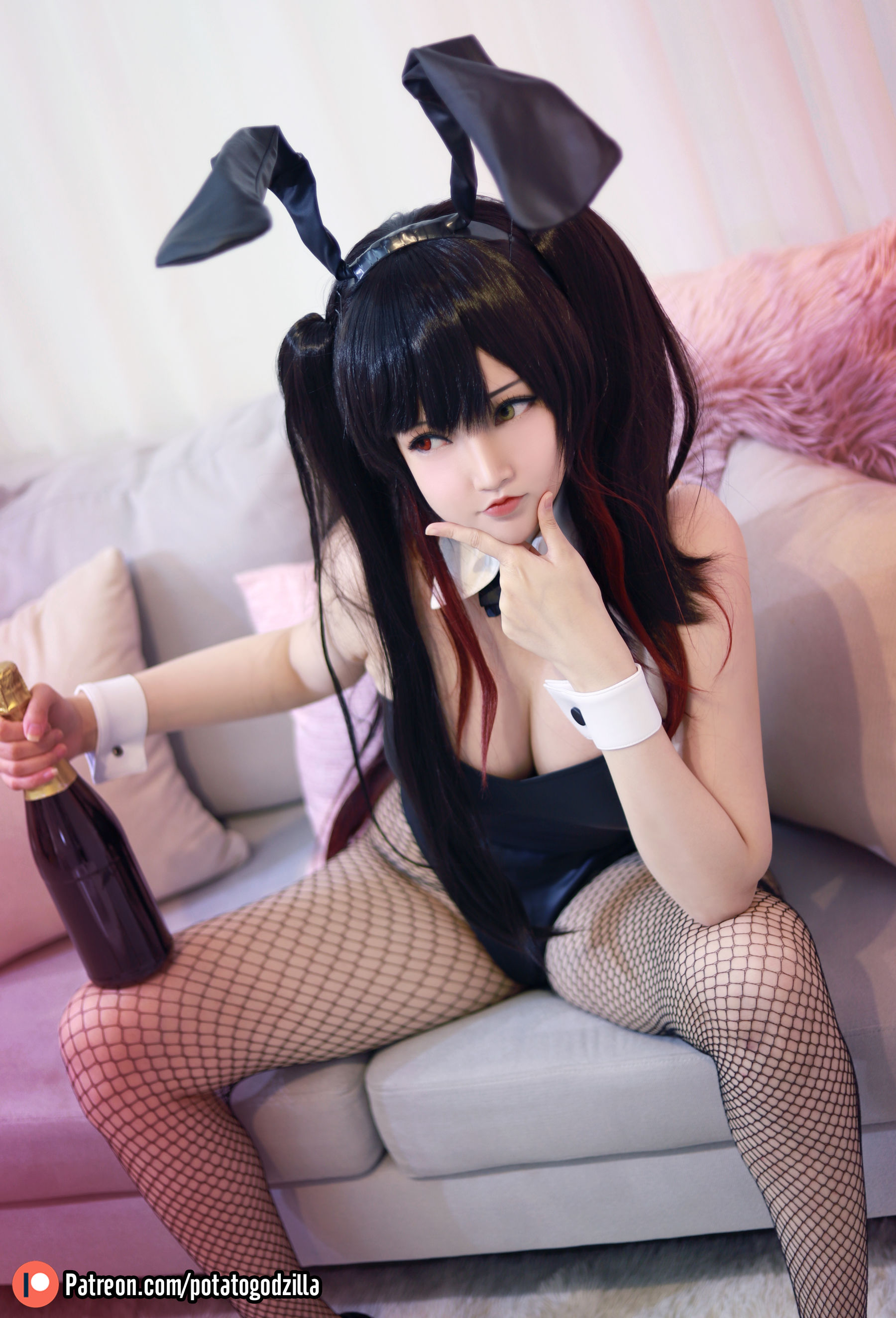 Coser小姐姐Potato Godzilla – Kurumi Tokisaki Bunny Girl Cosplay-第6张